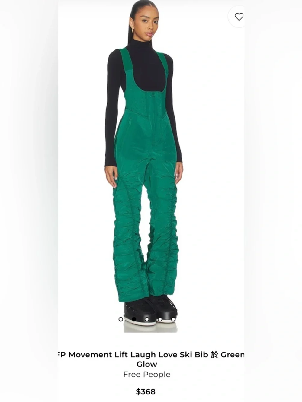 Free People Movement Lift Laugh Love Ski Bib Green Glow Size Small NWT